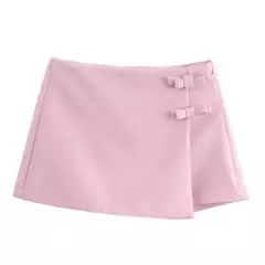 TRAF-minissaia e minissaia de cintura alta feminina, streetwear de verão, shorts assimétricos, rosa e branco, moda