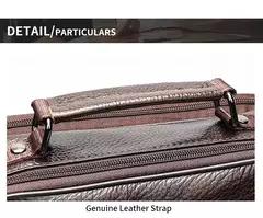Imagem do Westal Mensageiro de Couro Genuíno Bag, Laptop sacos para documentos, saco de negócios, Bolsas de ombro masculinas, 13 ", 6173