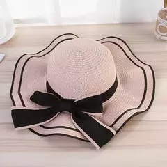 Imagem do Chapéu de praia vaqueiro feminino, lateral larga, chapéu Panamá casual, Lady Classic, nó liso, chapéu de sol palha, presente Fedora feminino, verão