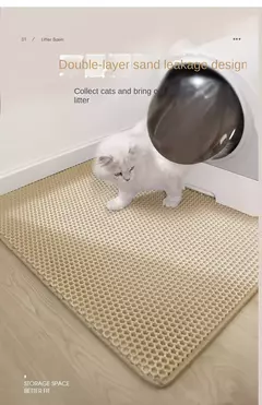 Impermeável Double Layer Pet Litter Mat, Cat Litter Box, Pet WC, Antiderrapante, Areia, Lavável, Limpo, 90x60cm na internet