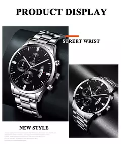 Relógio de pulso de quartzo para homens, calendário de luxo, relógios, relógio masculino, pulseira, moda