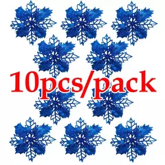 (10pcs) artificial árvore de natal flor glitter decorações enfeites de natal presente de ano novo - loja online