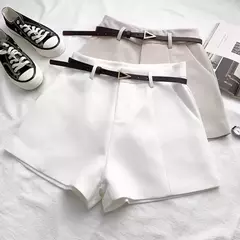 ITOOLIN-Calção casual de cintura alta linha A feminino, calção chique para senhora do escritório com cinto, calça feminina vintage, primavera, verão - comprar online