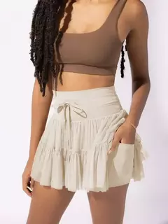 Minissaia plissada de malha de cintura alta feminina, calção de rua feminino, monocromático, casual, curta, moda verão, Y2K, 2022 - Wolf Magazine