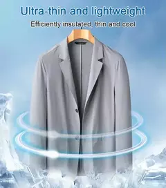 Jaqueta leve masculina, blazer fino, anti-rugas, fino, lapela sólida, casual, respirável, moda verão na internet
