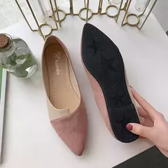 Apontou Toe bailarina ballet sapatos baixos para mulheres, deslizamento em mocassins, moda casual, Splice Mule Flats