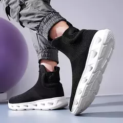 Tênis de meia alta para homens e mulheres, calçados esportivos hip-hop, malha respirável, tênis de corrida, tamanho grande, calçado de caminhada, tendência masculina