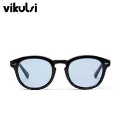 Imagem do Clássico johnny depp redondo óculos de sol feminino retro arroz prego pequeno oval óculos de sol masculino tony azul óculos de sol oceano lente uv400