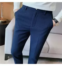 Calça waffle stretch masculina, calça reta justa, terno de festa social, roupa formal, alta qualidade, nova moda, 2022 na internet