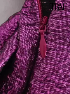 Imagem do TRAF-Saias de Shorts Texturizados Femininos com Zíper Lateral Arco Amarrado, Cintura Alta, Vintage, Moda Feminina