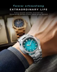 Poedagar-Relógio Quartz Masculino de Luxo, Relógio de Negócios Impermeável, Relógio Masculino, Data Luminosa, Aço Inoxidável, Quadrado, Novo, 2022 na internet