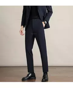 Calça casual justa masculina, cortina avançada, terno formal grosso para escritório, preto, marrom, cinza, azul, outono e inverno - comprar online