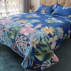 Colcha acolchoada com estampa floral, 180x220/220x240cm na cama, capa xadrez, estilo americano, colcha de verão, cobertor para adultos