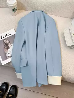 Moda feminina blazer de cor sólida, primavera novo temperamento casual celebridade terno popular - comprar online