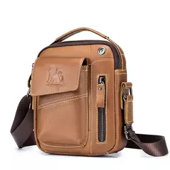 Bolsa de ombro multifuncional para homens Couro Crossbody Bag Bolsa de alta capacidade - comprar online