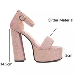 Sandálias Ochanmeb-Glitter para mulheres, salto ultra alto, Bling Bling, Bling - loja online
