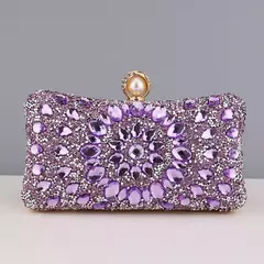 Imagem do Sacos de noite completos dos diamantes, flor acrílica, embreagem dos strass, pérola do metal, baile luxuoso, bolsas do jantar do casamento