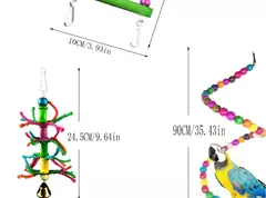 Combinação Brinquedos De Pássaro Conjunto para Pequeno Papagaio, Balanço, Mastigação, Treinamento, Rede De Suspensão, Sino, Perch, Escada