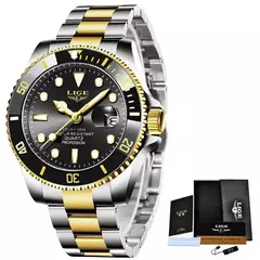 LIGE-Relógio Masculino Impermeável Esporte, Relógio Quartzo, Relógio de Data, 30ATM, Top Brand, Moda Luxo, Mergulhador - Wolf Magazine