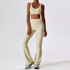 Terno esportivo de manga comprida para mulheres, conjunto de ioga fitness, roupas de ginástica, roupas esportivas femininas, camisa de corrida, 2 peças - comprar online