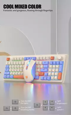 Imagem do USB Wired Game Keyboard and Mouse Set, Iluminado, Desktop, Laptop, Casa, Escritório, Feminino, Masculino, K820