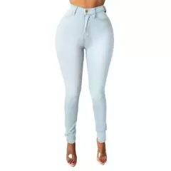 Calça Jeans lavada de cintura alta feminina com zíper, bolsos de botão Fly, lápis jeans monocromático, streetwear - Wolf Magazine