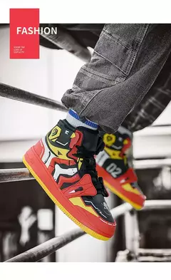 EVA Anime Joint Limit Sapatos de cano alto estilo casal tênis de basquete masculino esportes casuais sola de borracha respirável sapatos de verão - loja online