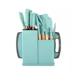 Utensílios De Cozinha De Silicone Com Balde De Armazenamento, Ferramentas De Cozinha, Espátula De Cozinha, Combinação De Faca, 19 Peças - loja online