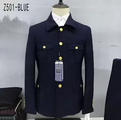 Conjunto de terno de túnica masculino single breasted stand colarinho, blazers, jaqueta, calças, boutique, moda casual, casaco, calças, 2 peças, 2023 - Wolf Magazine