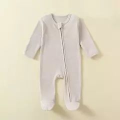 Macacão infantil de zíper de manga comprida, pijama sólido, algodão orgânico, sleepsuits waffle, macacão meninos e meninas, 100% algodão na internet