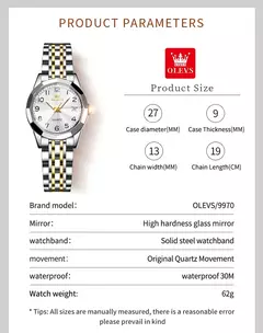 OLEVS-Relógio de quartzo para mulheres, aço inoxidável sólido, mostrador digital, pulseira elegante impermeável, espelho losango, conjunto presente - comprar online