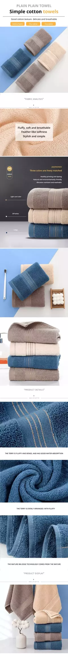 Toalha De Banho De Algodão Macio Para Adultos, Aumenta A Absorção De Água, Toalha De Rosto Monocromática, Seda Dourada, 2PCs na internet