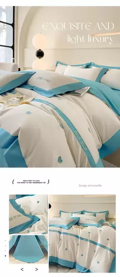 Conjunto de quatro peças de algodão grampeado longo para mãe e bebê, lençóis bordados emendados, capas de colcha, cama de alta qualidade - loja online