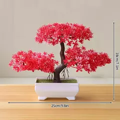 Imagem do Árvore plástica artificial do bonsai para a decoração home, plantas envasadas, potenciômetro pequeno da simulação, arranjo da flor, ornamentos do jardim