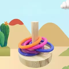 Anel de papagaio interativo de madeira brinquedo exercício educacional estimulando diversão playtime para papagaio periquito brinquedos de pássaros cor aleatória - loja online