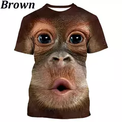 T-shirt de macaco divertido estampada em 3D para homens e mulheres, blusa de manga curta, camisa animal, lazer, verão, moda nova, 2022 - Wolf Magazine