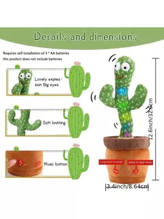 Dança Talking Cactus Brinquedos para Bebés Meninos e Meninas, Cantando Imitando Gravação, Repetindo o Que Você Diz Sunny, 1Pc - comprar online