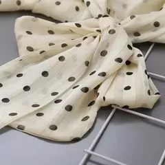 Blusa bege de bolinhas com decote e arco, elegante camisa de chiffon, manga comprida, solta, moda coreana, roupas femininas, tops, primavera, 2021 - comprar online