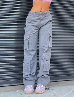 Calça jeans larga de cintura alta feminina, calça cargo cinza, calça larga, moda casual, bolsos múltiplos, estilo de rua Hip Hop, mãe, vintage, verão - Wolf Magazine