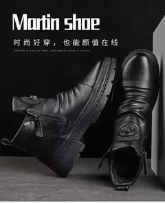 Botas de couro casuais masculinas, Sapatos antiderrapantes confortáveis, Absorção de choque resistente ao desgaste, Sapatos de caminhada masculinos na internet