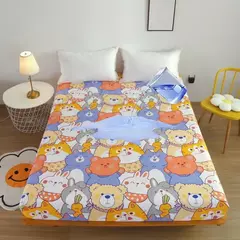 Kuup poliéster impermeável desenhos animados cabido folha, cama king size tampa, sem fronha, elástico, em torno do colchão, 360 °