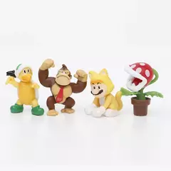 Imagem do Super mario bros figuras de ação brinquedos conjunto kawaii pvc anime jogo modelo ornamentos bonecas com saco armazenamento para crianças brinquedos presentes