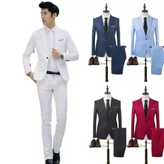Blazer e calça formal masculino, terno, jaqueta, casaco, calças, smalking, casamento, fino, vestido de negócios, roupas, 2 peças por conjunto
