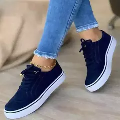Tênis liso casual feminino, versátil com renda, tênis de caminhada, tamanho grande, moda primavera, novo, 2024 - comprar online