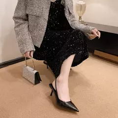 Salto Alto para Mulher, Sapatos de Deslizamento, Escritório e Carreira, Sólido, Sexy, Moda, Verão, 2022, Sandálias - loja online