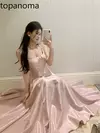 Topanoma-vestido de noite gola quadrada para as mulheres, sem mangas, elegante, doce, para o banquete, casamento, damas de honra