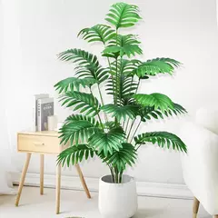 Palmeira artificial para decoração de jardim doméstico, planta falsa, plástico verde, ramos de folhas de palmeira, decoração tropical, 68-125cm, 50,2 pol na internet