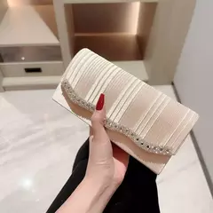 Bolsa de embreagem prata glitter para mulheres, bolsa de noite envelope, bolsa longa elegante, bolsa de ombro corrente, bolsa de casamento, moda - loja online