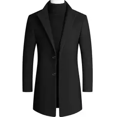 Casaco de lã dos homens outono inverno 2022 comprimento médio blusão engrossado gola masculina trench coat abrigo hombre na internet