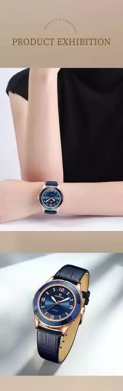 NAVIFORCE-Relógio de couro simples feminino, relógios de pulso casuais, relógio de quartzo feminino, original, nova moda - loja online